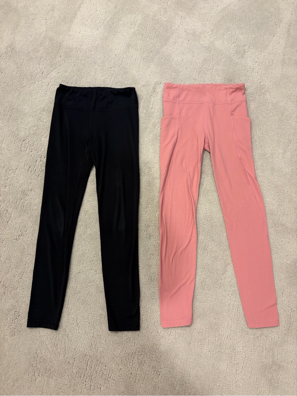 Athleta Girl’s Size 14 High-Waist Active Athletic Leggings Black and Pink 2 Pair